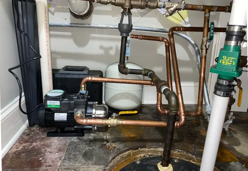No Hot Water in Shower Alleviated with Booster Pump - Rescue Plumbing