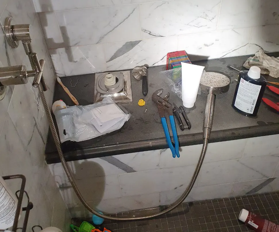 Shower Leak in Marble Shower Rescue Plumbing