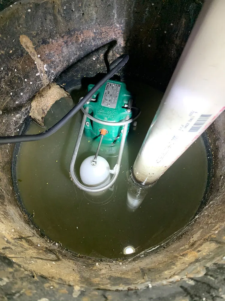 sump pump systems in basement with float switch