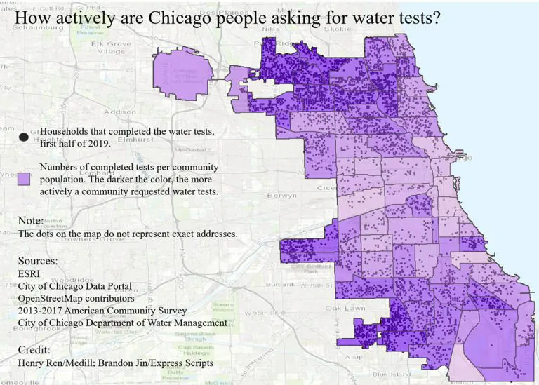 Chicago map of lead testing