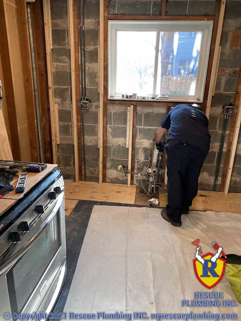 Rescue-plumbing-logan-square-chicago-kitchen-drainage-rough-in-2