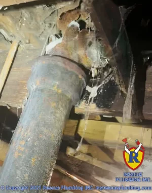 broken basement pipe