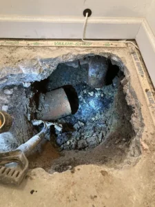 Mud coming from broken drains