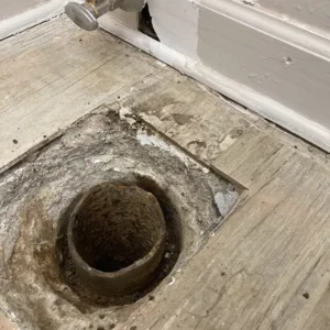 Toilet flange replacement with new bolts and new screws