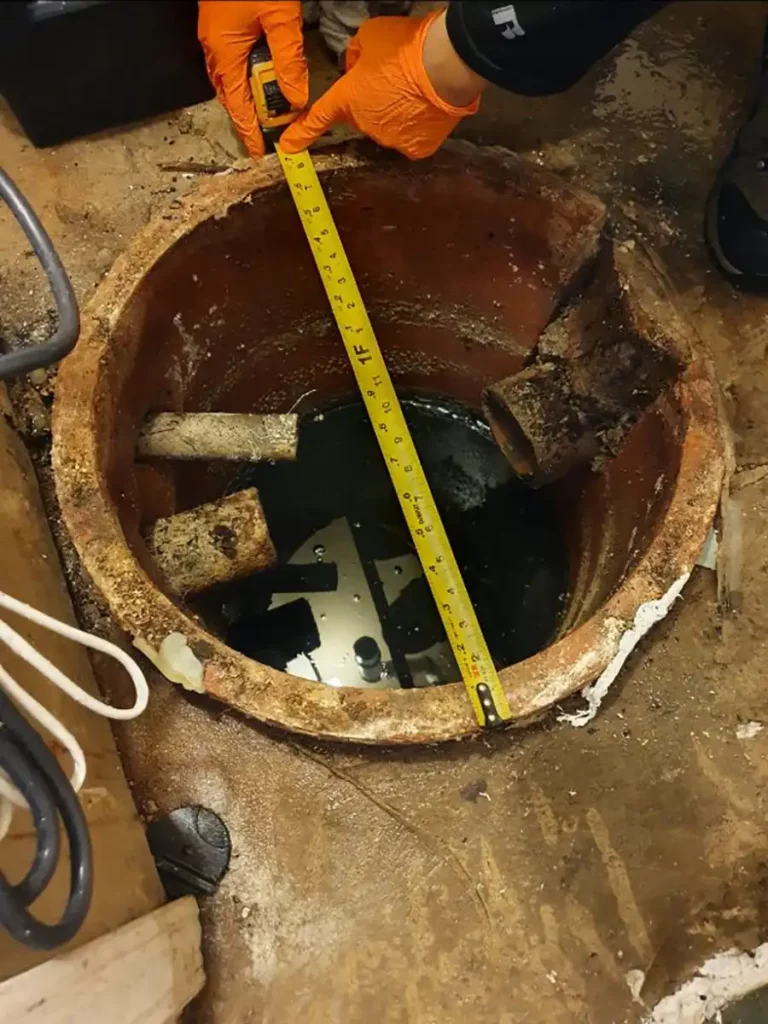 plumbers replace pipe in sump pit 