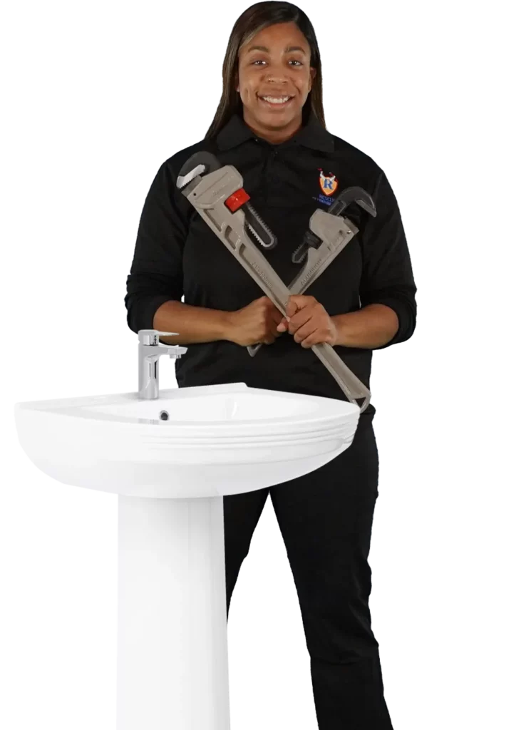 Adrianna ready to perform a porcelain sink repair