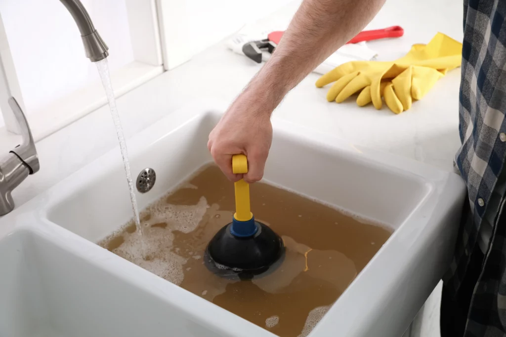 Laundry/Utility sink with a clog