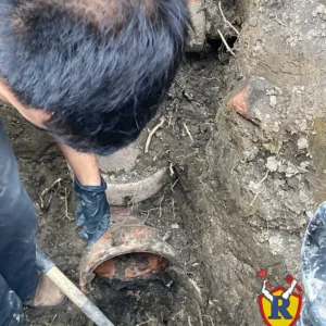 Broken sewer line removed