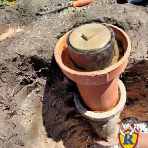 Excavation outside of house to access sewer line