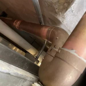 Water damage from a water leak in walls