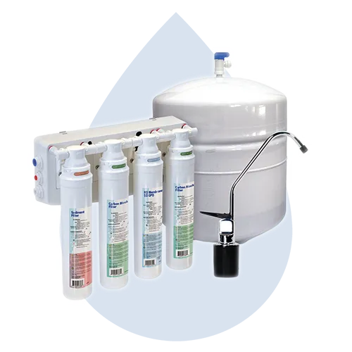 Whole-house water filter or reverse osmosis system with faucet