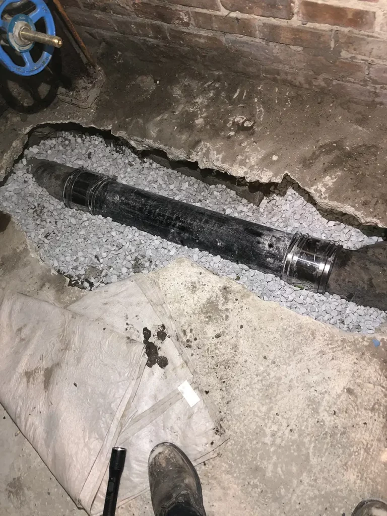 Basement plumbing excavated
