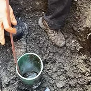 A clog is removed from the pipe