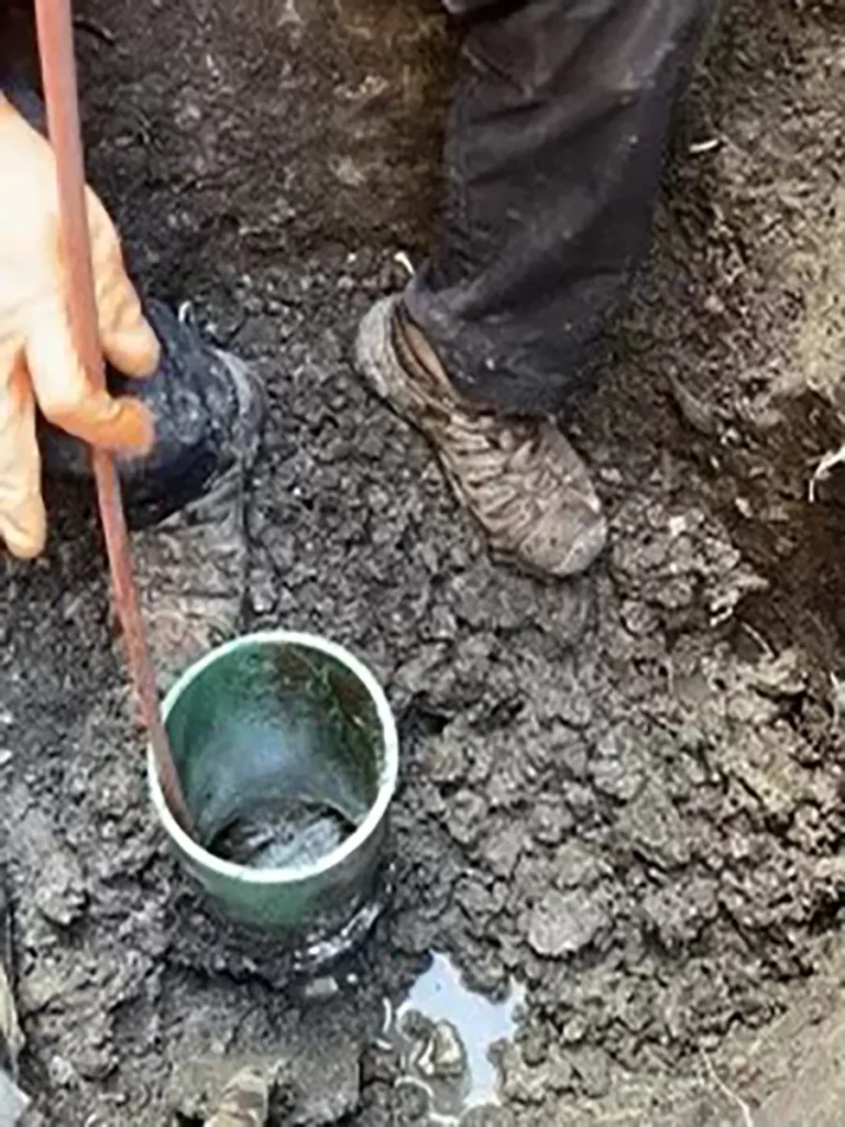 A clog is removed from the pipe