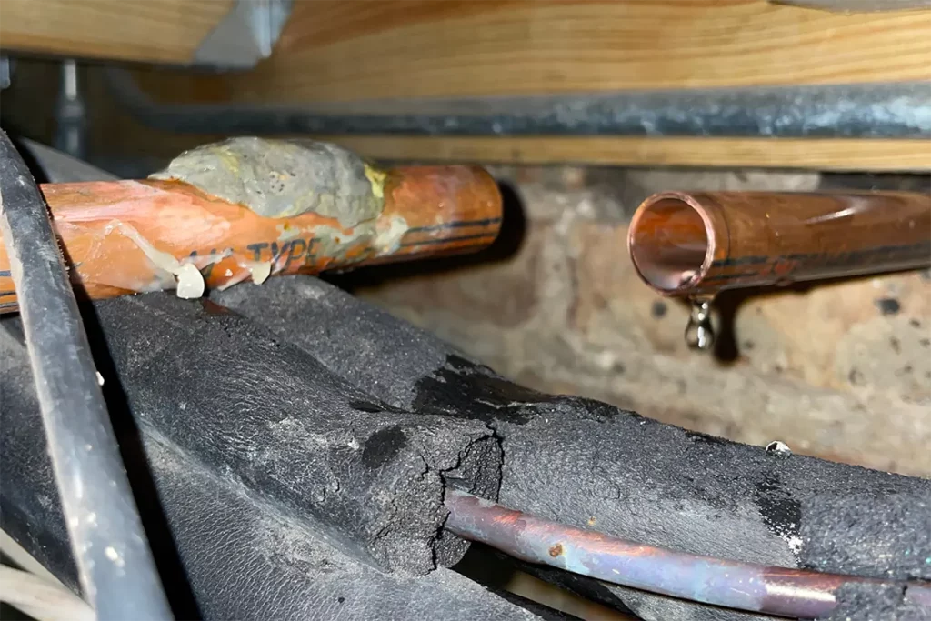 Broken pipes causing water leak in home