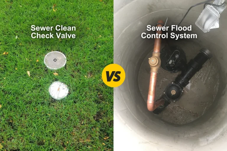 Sewer clean check vs sewer flood control system