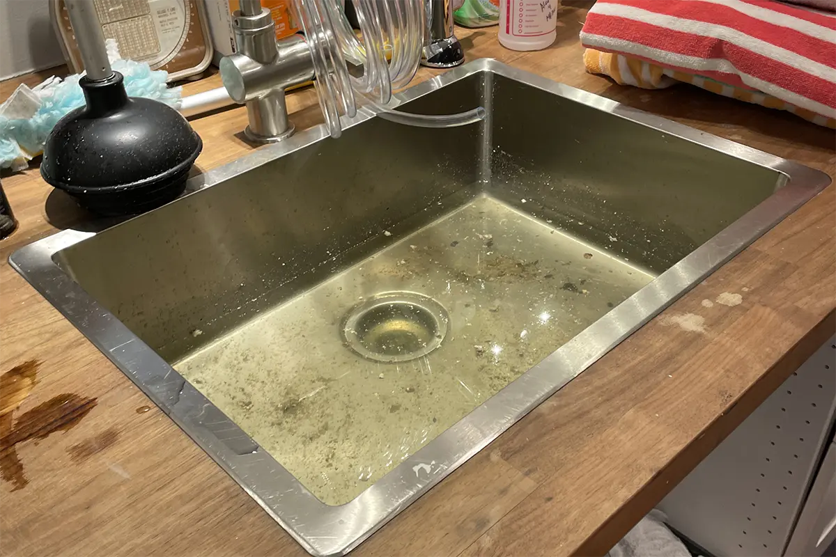 Kitchen sink clog drain cleaning