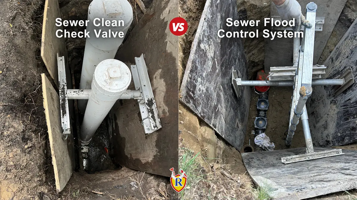 installation of sewer clean check valve versus a sewer flood control system