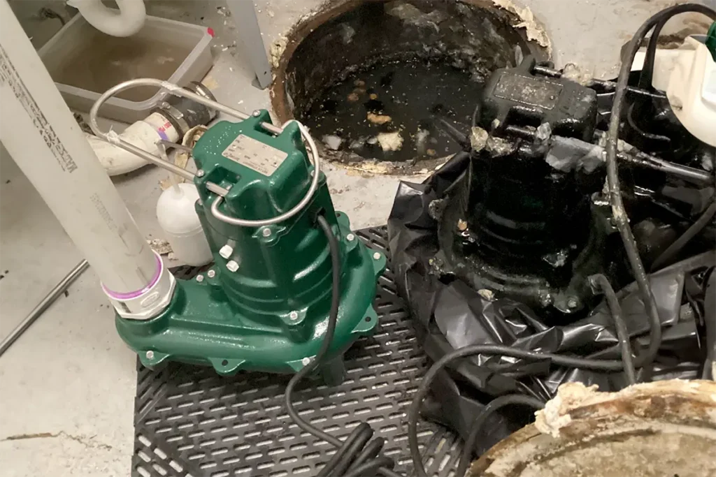 clogged sump pump with excess water