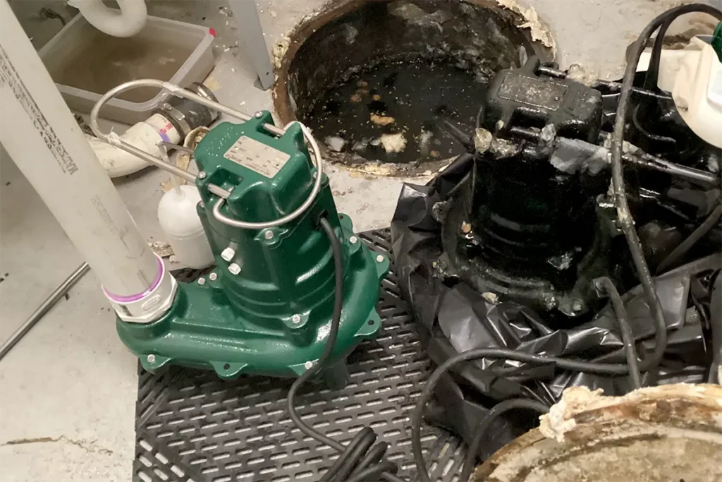 Clogged sump pump with excess water