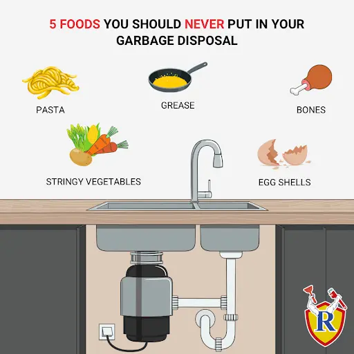 chart showing what cannot go down garbage disposal