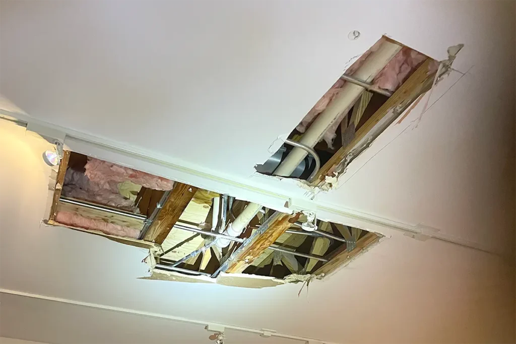 Leak in ceiling emergency plumbing