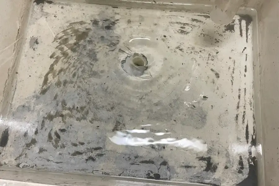 Water flowing after cleaning