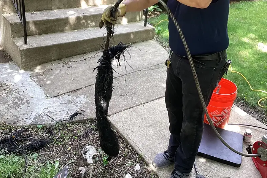 Tree roots drain clog