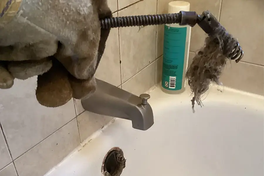 Hair in bathtub drain