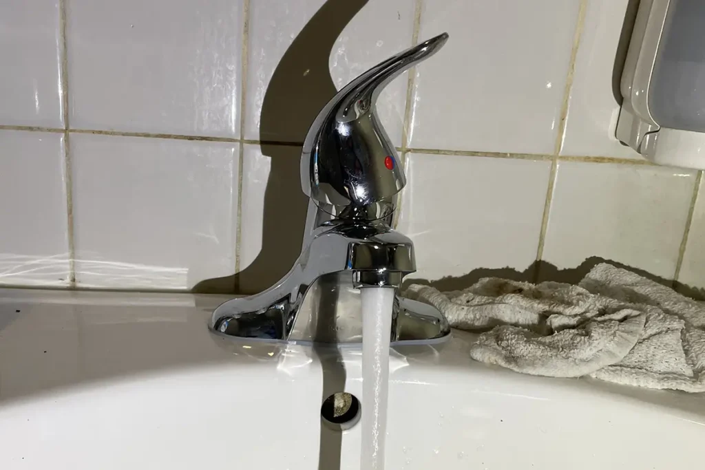 Running bathroom faucet
