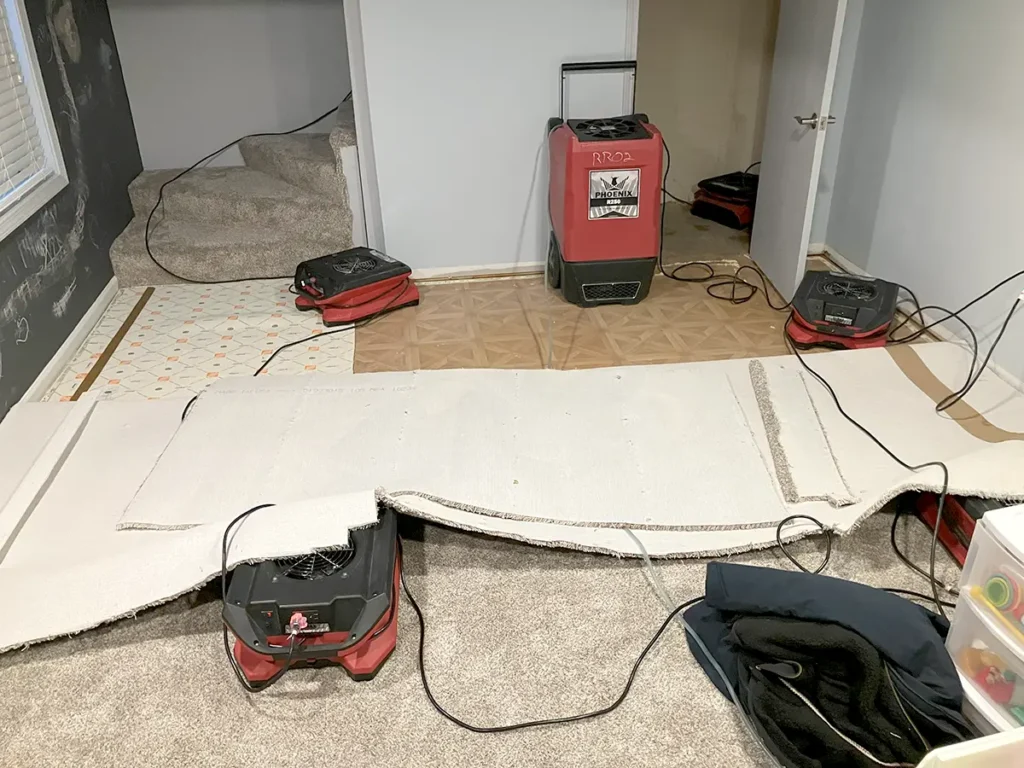 Damaged materials drying process