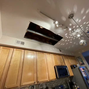 Kitchen ceiling awaiting repair by trusted leader plumbing business