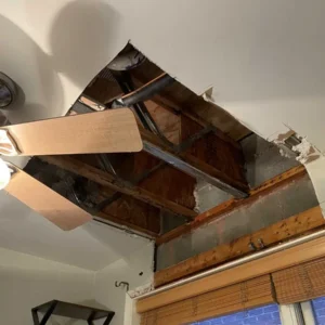 Safe removal of water damaged ceiling