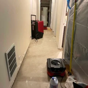 Air movers, dehumidifiers for water damage restoration