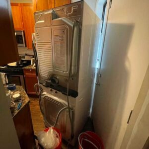 washer and dryer, containment setup
